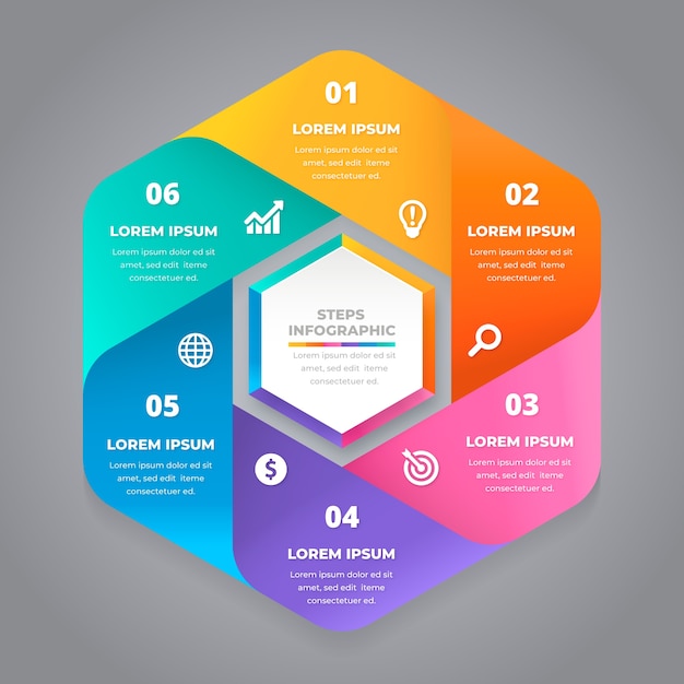 Honeycomb steps colourful infographic