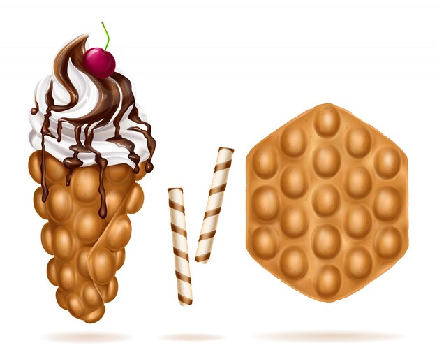 Hong Kong or Belgian bubble waffles