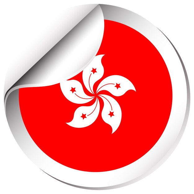 Hong Kong flag in sticker design