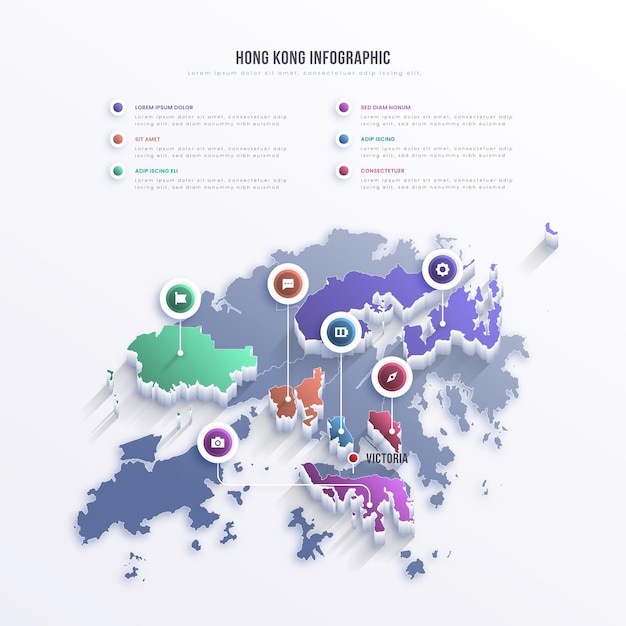 Free vector hong kong map infographic