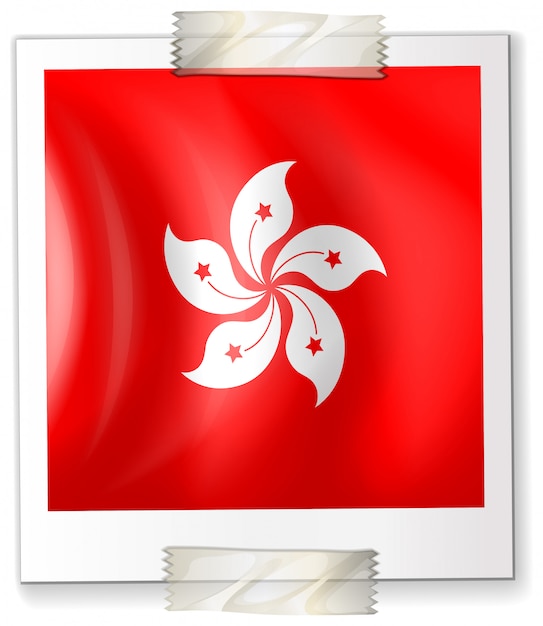 正方形の紙に香港の旗