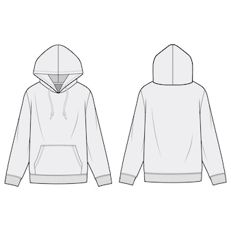 Hoodie fashion flat sketch template | Premium Vector