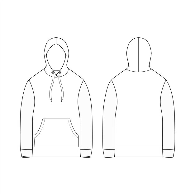 Download Zip-up hoodie fashion flat sketch template | Premium Vector