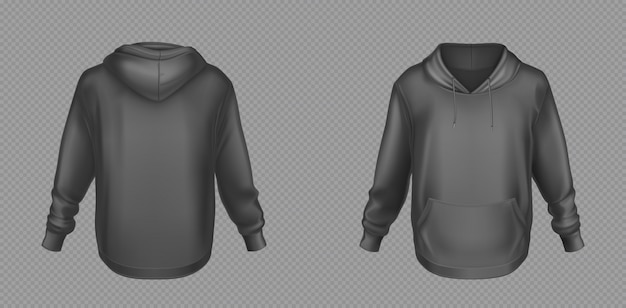 Free vector hoody, black sweatshirt mock up front and back set