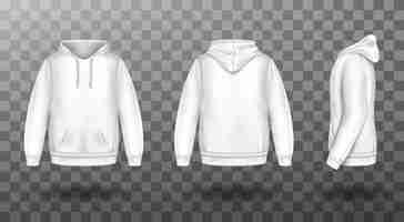 Free vector hoody, white sweatshirt mock up front and back set