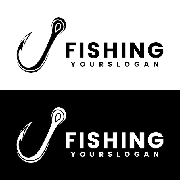 Hook fishing logo design template