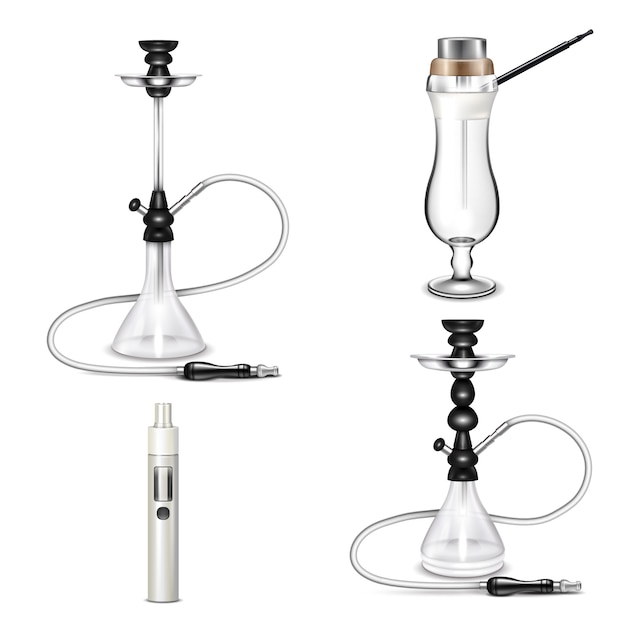 Free vector hookah realistic icon set