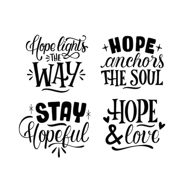 Free vector hope lettering sticker set