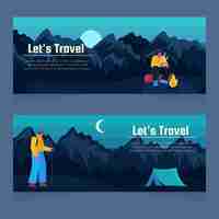 Free vector horizontal adventure banners set