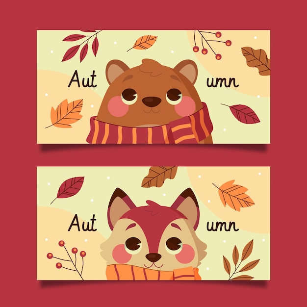 Free vector horizontal autumn banners set