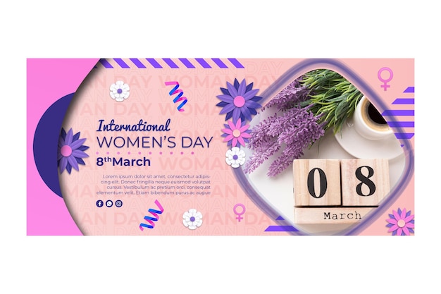 Horizontal banner for international women's day  with lavender