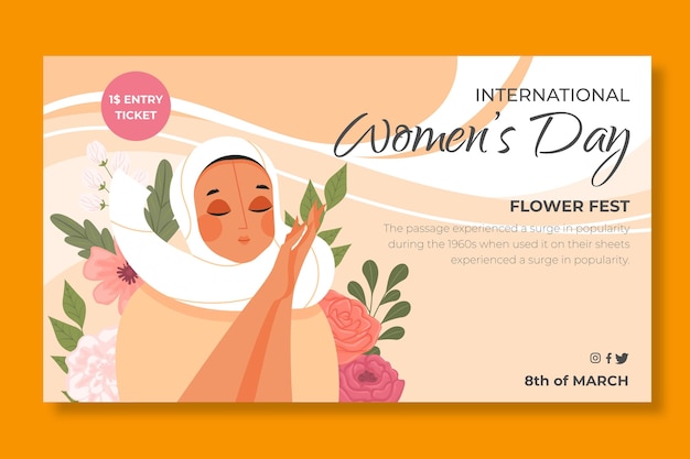 Vettore gratuito banner orizzontale per la giornata internazionale della donna