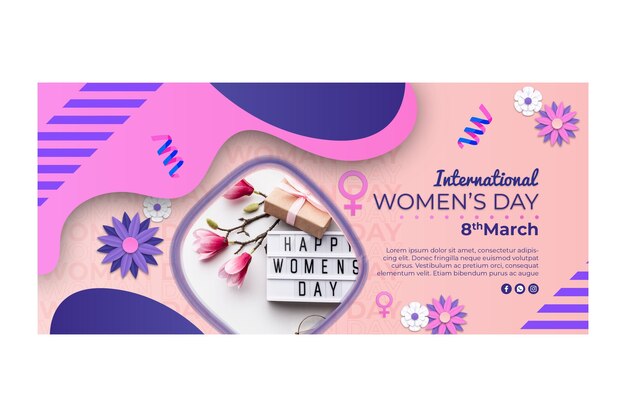 Free vector horizontal banner for international women's day