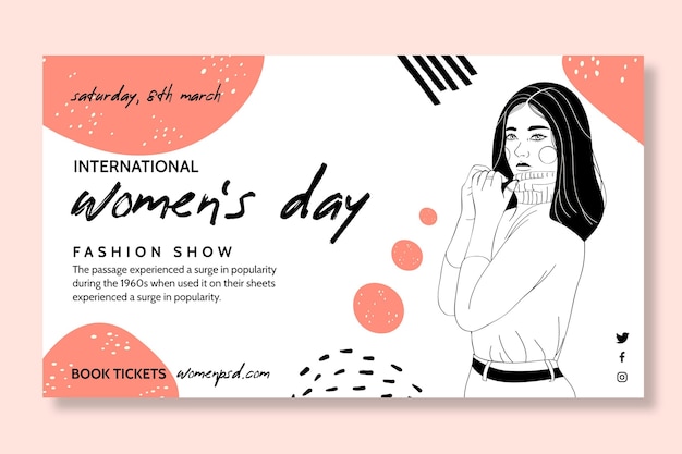 Free vector horizontal banner for international women's day