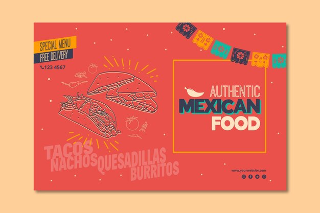 メキシコ料理レストランの水平型バナー