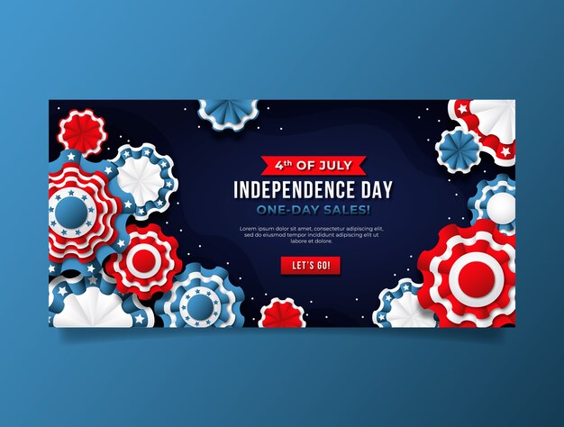 Horizontal banner template for american 4th of july celebration