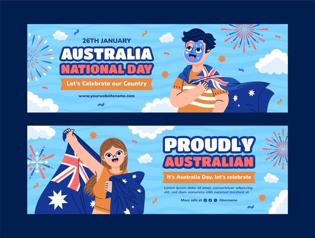 Horizontal banner template for australia national day celebration