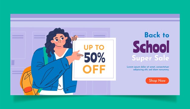 Horizontal banner template for back to school season