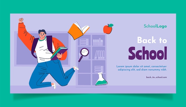 Horizontal banner template for back to school season