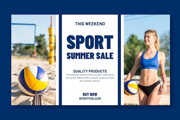 Horizontal banner template for beach volleyball