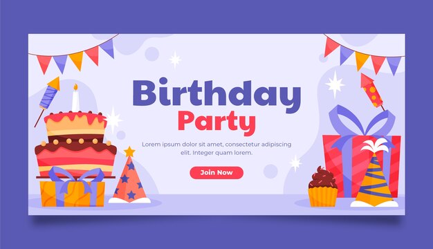 생일 파티 축하 가로 배너 서식 파일