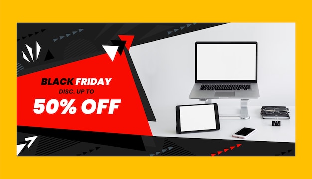 Vettore gratuito modello di banner orizzontale per le vendite del black friday