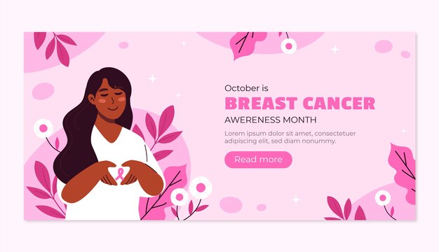 Horizontal banner template for breast cancer awareness month