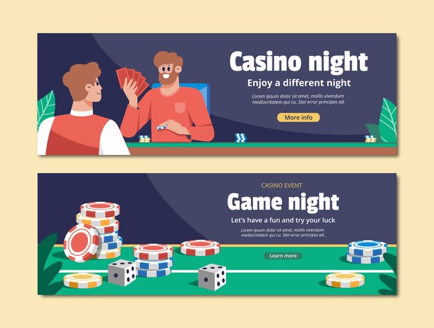 Horizontal banner template for casino experience and gambling
