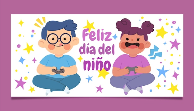스페인어로 된 어린이 날 축하를 위한 가로 배너 서식 파일