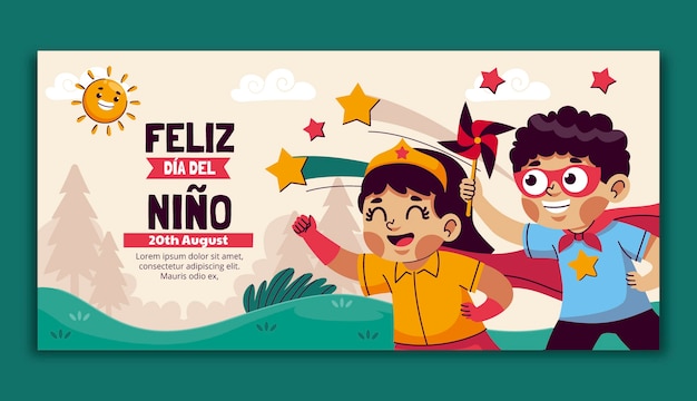 스페인어 어린이 날을 위한 가로 배너 서식 파일