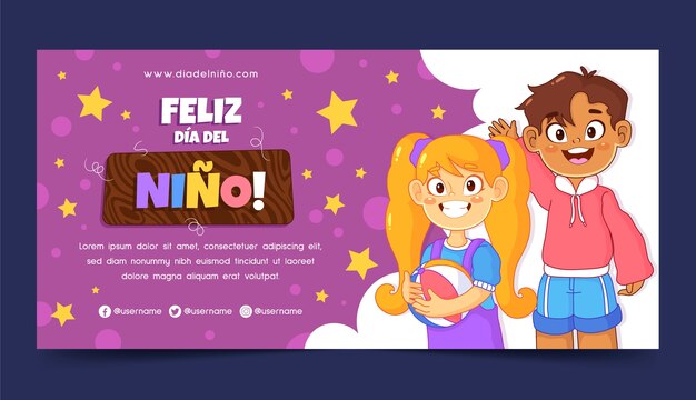 Horizontal banner template for children's day in spanish