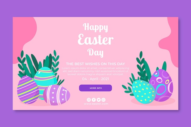 Modello di banner orizzontale per uova di pasqua e saluto