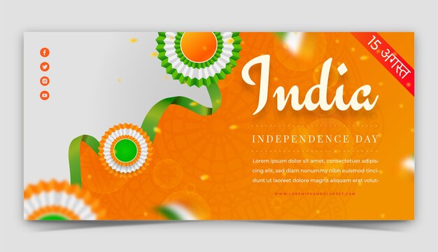 Horizontal banner template for india independence day celebration