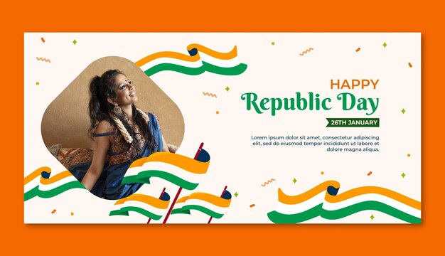 インド共和国記念日の横のバナーテンプレート