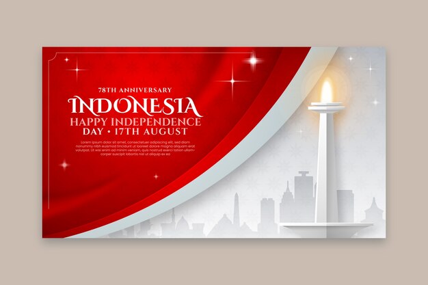 Horizontal banner template for indonesia independence day celebration