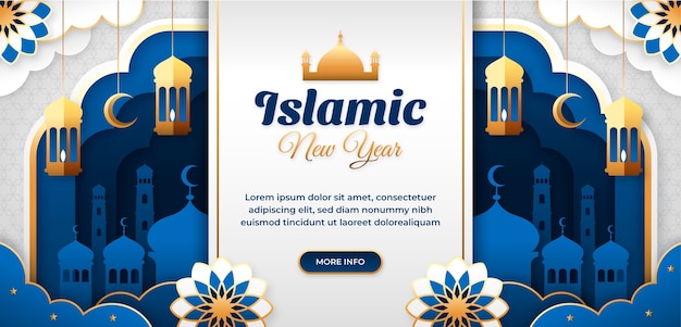 Horizontal banner template for islamic new year celebration