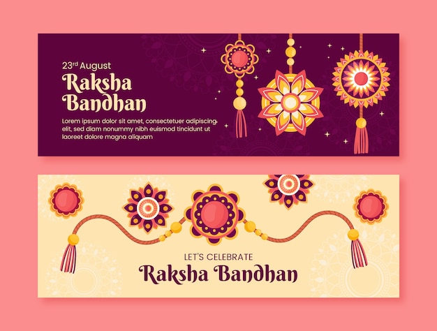 Free vector horizontal banner template for raksha bandhan festival celebration