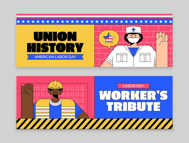 Шаблон горизонтального баннера для празднования Дня труда в США