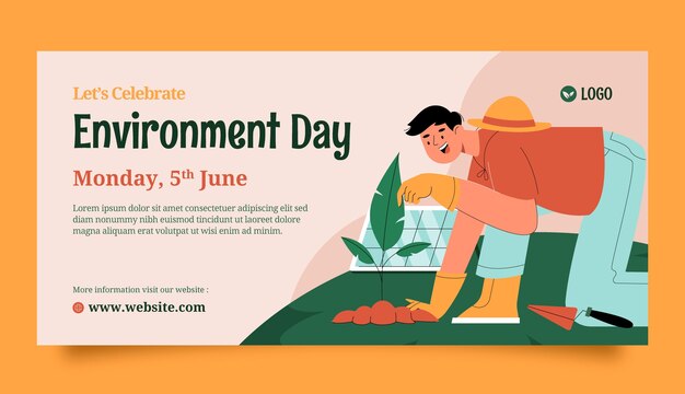 Horizontal banner template for world environment day celebration