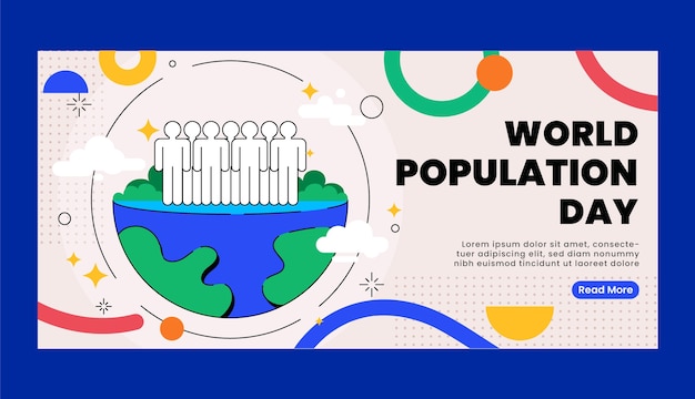 Free vector horizontal banner template for world population day awareness