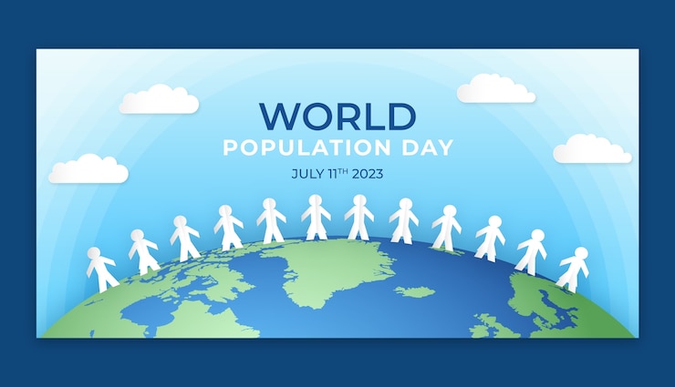 Free Vector horizontal banner template for world population day awareness