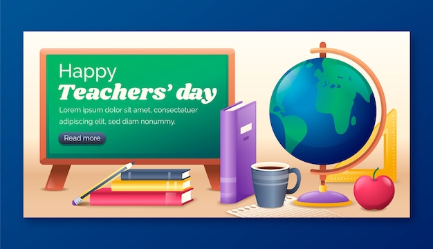 Free vector horizontal banner template for world teacher's day