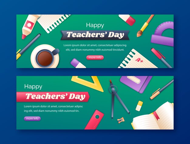 Free vector horizontal banner template for world teacher's day