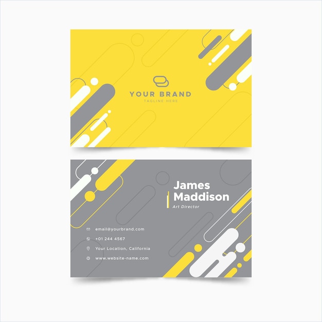 Free vector horizontal business card yellow and gray