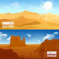 Free vector horizontal desert banners