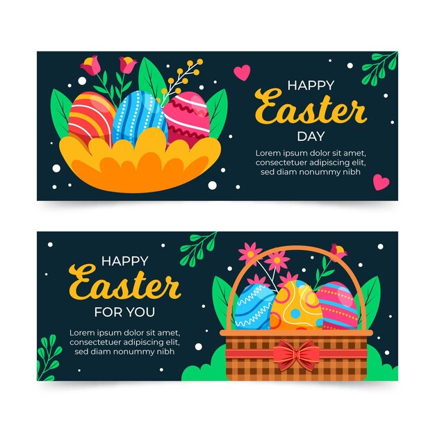 Horizontal easter banners set