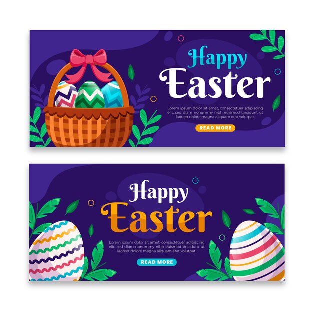 Horizontal easter banners set