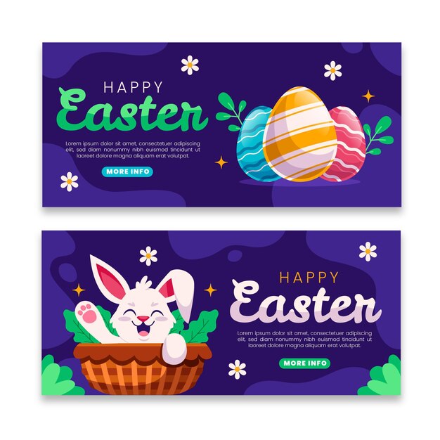 Horizontal easter banners set