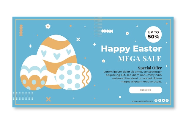 Free vector horizontal easter sale banner template