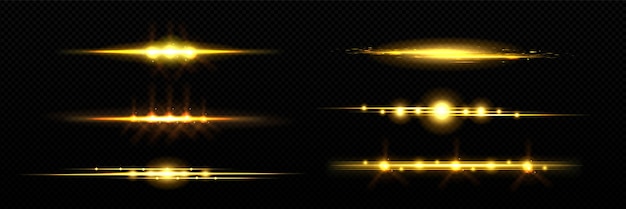 Free vector horizontal golden light line with fade effect